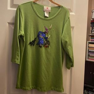 Quacker Factory Halloween Sequin Witch Top